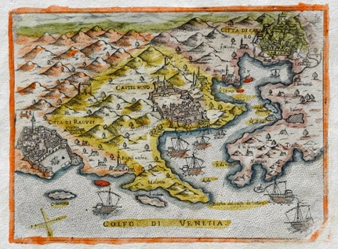 CAMOCIO, GIOVANNI FRANCESCO: MAP VITH VIEWS OF DUBROVNIK, HERCEG NOVI AND KOTOR